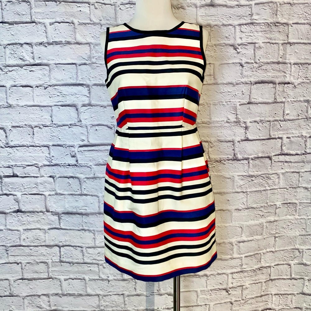 J Crew. Preppy Striped Sleeveless Cotton Dress. Pockets. Size 6.